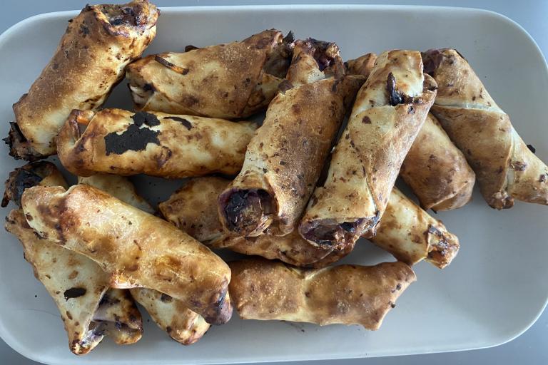 Plate full of healthy spring rolls